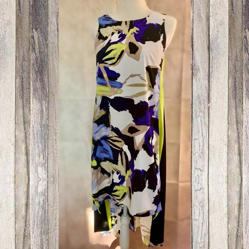 Vince Camuto Sleeveless Hi-Low Printed Dress S 4